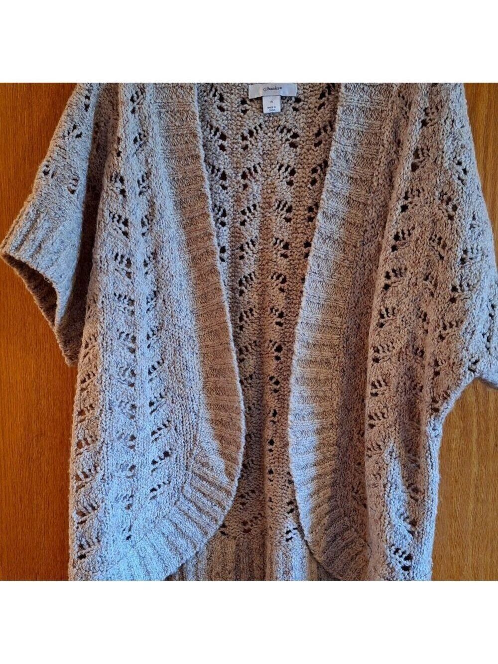 Poncho-CJ Banks TAN Open Knit